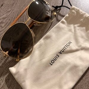 Louis Vuitton Gold Frame Sunglasses with Dark Lenses